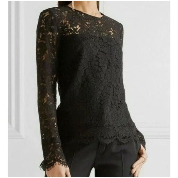 Diane von Furstenberg Red Lace Long Sleeve Blouse Top Women’s 14 - Picture 8 of 10